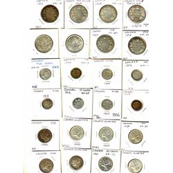 Large group of over 150 pieces.  Includes 5¢ to 50¢.  Victorian, Edwardian, George V and VI, Eliz. S