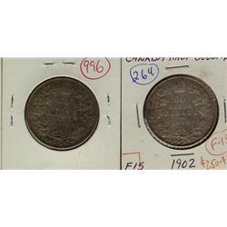 1902 50¢ F15, 1906 50¢ VF20, lot of 2 coins.