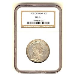 1902 50¢ NGC MS61.  Greyish shades with underlying lustre.