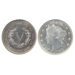 USA 1883 5¢ NGC MS65.  Superb eye appeal.