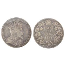 1905 50¢ ICCS VF20, lightly toned, key date.