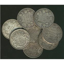 1906, 1910VL, 1913, 1931, 1932, 1934, 1947ML, 1948 50¢, VG-8 or better, 8 pieces.