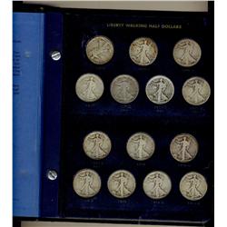 USA.  Complete Liberty Walking Half Dollars 1916 to 1947.  Grades vary from aG to VF.  65 pieces. Sh