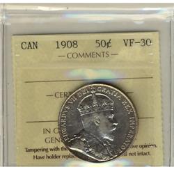 1908 50¢ ICCS VF30.