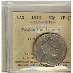 1910 50¢ Vict Lvs ICCS VF20.