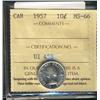 Image 1 : 1957 10¢ ICCS MS66.  Blast white.