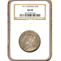 1911 50¢ NGC AU50.  Shades of gold.