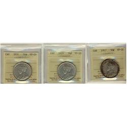 1917 50¢, 1929 & 1931 ICCS VF20.