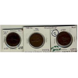 Prince Edward Island.  Breton 917  CH PE-5a, PE-5b1 (2)  3 pieces, grades vary from VF to EF