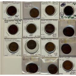 Prince Edward Island.  Breton 917, CH PE-6, PE-7, includes different varieties.  19 pieces, grades v