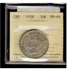 1938 50¢ ICCS MS64.