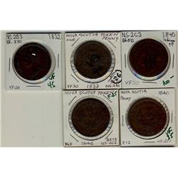 Breton 870, 873 CH NS-2B1, 2B3, 2C1, 2C2, 2C3.  F to VF+.  Lot of 5 pieces.