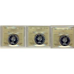 1963 & 1964(2) 50¢ ICCS PL66 Heavy Cameo.  Lot of 3 coins.