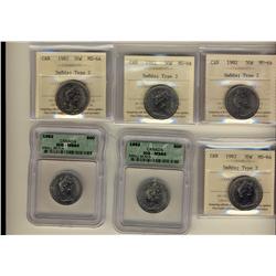 1982 50¢ SmBds Type 2 MS64.  Lot of 6 certified coins.