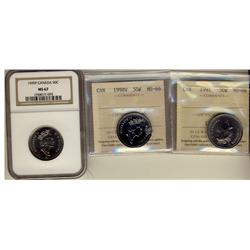 1991 & 1998W 50¢ ICCS MS66 along with 1999P NGC MS67.