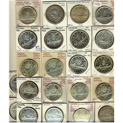 1935 - 1967 $1.  Group of 22 Silver dollars, VF20 or better.