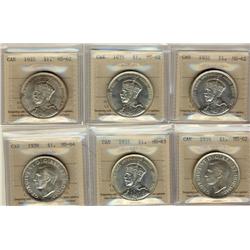 1935 $1(3), 1939 MS62, 1935 MS63 & 1939 MS64.  Lot of 6 coins all ICCS graded.