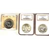 Image 1 : 1935 $1 NGC MS63, MS64 & 1949 ICCS MS63.  Lot of 3 coins.