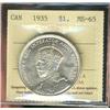 Image 1 : 1935 $1 ICCS MS65.  Blast white.