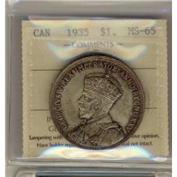 1935 $1 ICCS MS65.  Gem toning.
