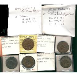 Breton  719 One Penny tokens.  Lot of 15 coins, includes PC-6B1, 6B4, 6A1, 6C1  and others.  Should 