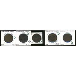 BL-3, BL-7, BL-11, BL-13, BL-37, VG to F.  Lot of 5 blacksmith tokens.