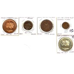 Various token and medals.  Includes Breton 900 Halifax Steam boat EF, and four different Confederati