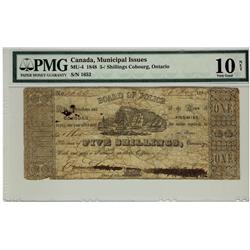 Municipal Issues 1848 $1 5 schillings 1652 MU-4 PMG VG10