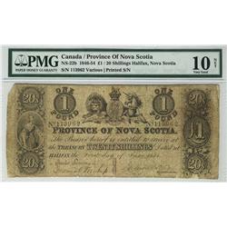 Province of Nova Scotia NS-22a 1846-54 113962 1 Pound PMG VG10.  Very rare and seldom seen.  Worth a