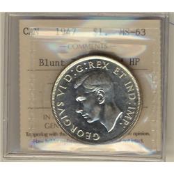 1947 $1 Blt7 Dbl HP ICCS MS63.