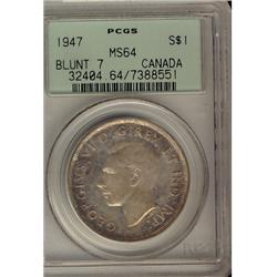 1947 Blunt 7 $1 PCGS MS64.