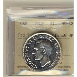 1947 $1 Ptd 7 Quad HP  ICCS MS62.