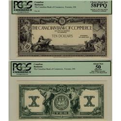 The Canadian Bank of Commerce 1917 $10 CH-75-16-02-06P Face and Back PCGS AU58PPQ and AU50