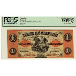 The Bank of Clifton 1861 $1 2362 CH-125-12-06 PCGS AU58PPQ