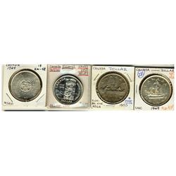 1949, 1955, 1958, 1964 $1, all MS63, 4 pieces