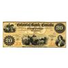 Image 1 : The Colonial Bank of Canada 18___ $20 CH-10-02-14R.  Remainded type in VF grade.