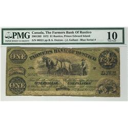 The Farmers Bank of Rustico 1872 $1 06521 CH-290-12-02 PMG VG10
