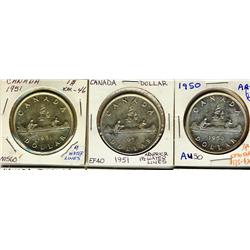 1950 Arnp, 1951 Arnp, 1951, EF40 to AU50, 3 pieces.