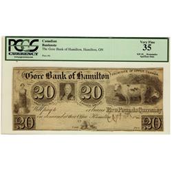 The Gore Bank of hamilton 18-- $20 CH-320-10-04R PCGS VF35PPQ