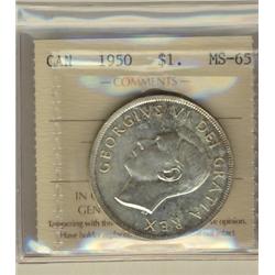 1950 $1 ICCS MS65.  Full white issue.
