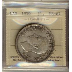 1950 $1 ICCS MS67.  Russet light shades.