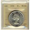 Image 1 : 1958 $1 ICCS MS65.  Lustrous white issue.