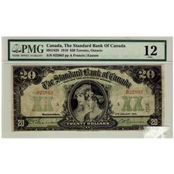 The Standard Bank of Canada 1919 $20 022803 CH 695-18-28 PMG F12