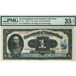 Newfoundland 1920 $1 A253336 NF-12c PMG VF35EPQ