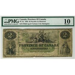 Province of Canada 1866 $2 076221 PC-3a PMG VG10  Very rare note.  Worth a premium bid.