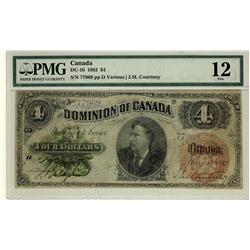 1882 $4 DC-10 #77969 PMG F12. A nice problem free example.