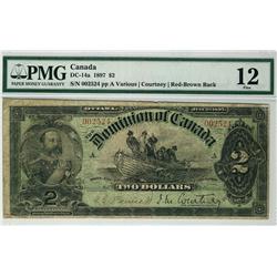 1897 $2 002524 DC-14a PMG F12  Rare Red/Brown back variety.