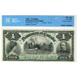 1900 $4  DC-16 017499 CCCS EF40 Rare in this condition.