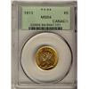 Image 1 : Gold 1913 $5 PCGS MS64.  Superb fields and eye appeal.