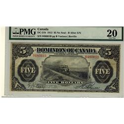 1912 $5 048061B DC-21b PMG VF20